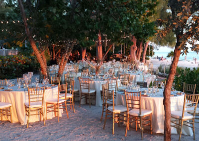 Photo of a private party set up on the beach.